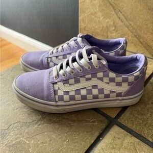 Vans Purple Checkered Sneakers like new. Size 5.